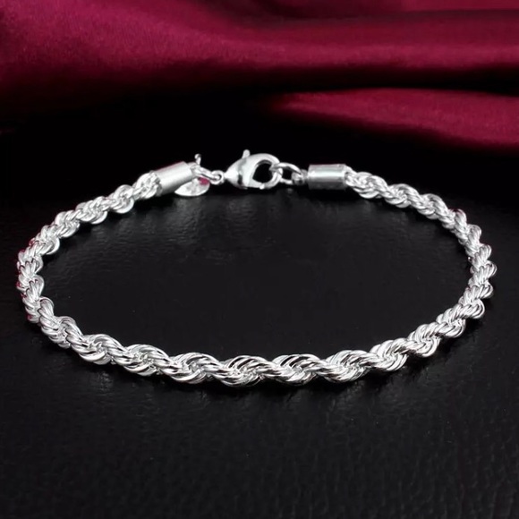 STERLING SILVER .925 twisted chain bracelet - Picture 3 of 9